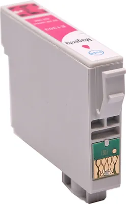 A single magenta printer ink cartridge is shown against a white background.