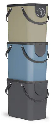 Produktbild von Rotho Mülltrennsystem 25L Albula - 3er Set Mülleimer - Abfalleimer je 40,0 x 23,5 x 43,5 cm - Müllbehälter mit Deckel und Griffen - Inkl. Aufklebern