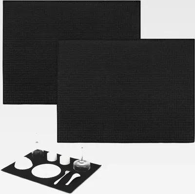 Produktbild von Trockenmatte Mikrofaser 2 Stück Abtropfmatte Geschirr, schnelltrocknend, Geschirr Abtropfmatte, Spülmatte Abtropfmatte, Abtropfmatte Spüle, Kitchen Mat, 51x38 cm, Maschinenwäsche, Küchenset (Schwarz)