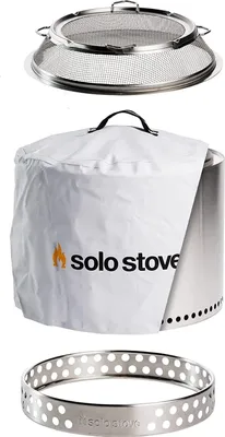 Produktbild von Solo Stove Bonfire 1.0 Feuerstelle Feuerschale Bonfire Outdoor-Kamin Edelstahl, mit Standfuß + Funkenschutz + Abdeckung,Set, für Terrasse, Garten