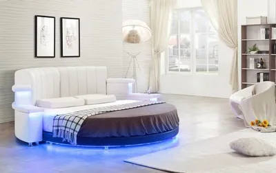 Image de Weißes Designer Rundbett Moderne Schlafzimmer Betten Textilbetten