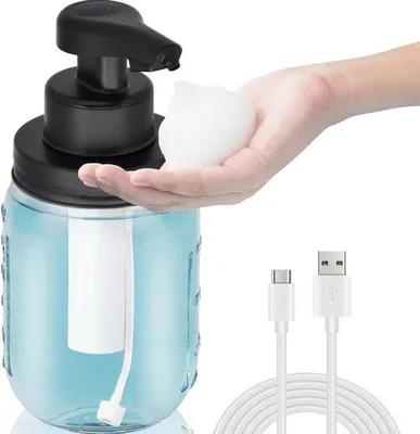 Obrázek produktu pro Ručně plnitelná láhev na mýdlo bez úchytu se skleněným doplňkem do koupelny a kuchyně, 450 ml