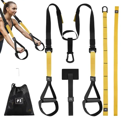 Produktbild von Schlingentrainer - Krafttraining - 320 kg Belastbarkeit - Bauch- und Taillentraining - Zugseil - Gelb
