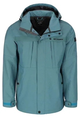 Produktbild von Dry Fashion Herren Funktionsjacke Emden Meliert - Outdoor-Jacke Wasserdicht mit Innenfutter und abnehmbarer Kapuze in Petrol Melange Größe S