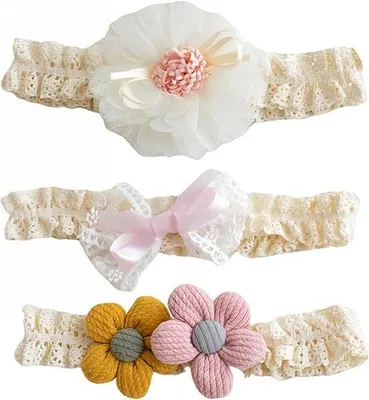 Image de Bandeau élastique pour enfants avec des fleurs, rose
