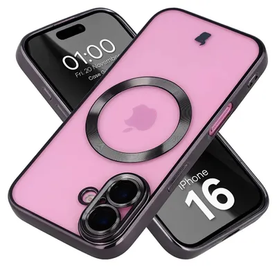 Produktbild von Handyhülle mit Kameraschutz und Magnetring für iPhone 16, Bizon Case GuardO, Transparent-Schwarz