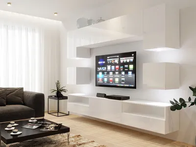 Produktbild von Hängewand für das Wohnzimmer BRADT 59 - weiß / weiß glänzend