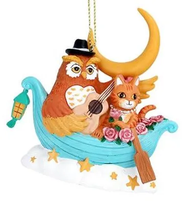 Weihnachtsdeko Eule & Pussycat aus Harz, 8 cm