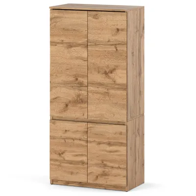 Zdjęcie produktu dla Szafa 80 cm Dąb Wotan Garderoba Modułowa Bezuchwytowa Nowoczesna 4 Drzwi Loft AGA AZTeam