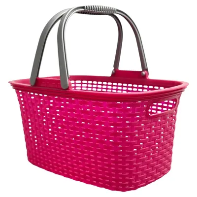 Produktbild von Rival Einkaufskorb Rattan 18 Liter mit Henkel Tragetasche Einkaufstasche - BEERE-ROSA