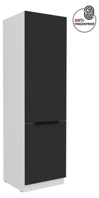 Produktbild von Küchen Hochschrank 60 cm Küche ARIA Schwarz ultra matt + Weiss matt, hochwertige Fronten mit Anti Fingerprint Beschichtung, Soft-Close Küchenzeile Küchenblock