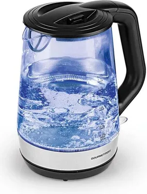 Produktbild von GOURMETmaxx LED Wassekocher Glas Entnehmbarer Antikalkfilter zur leichten Reinigung Edelstahl Teekocher Wasserstandsanzeige 1,7L kabellos 2200W