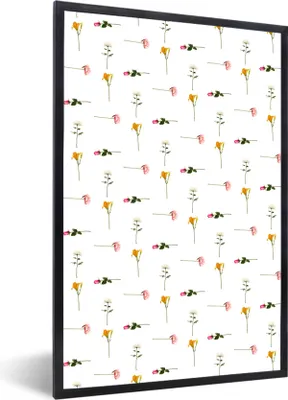 Produktbild von MuchoWow® MuchoWow® Gerahmtes Poster Blumen - Pastell - Muster 60x90 cm - Poster mit zchwarzem Bilderrahmen - Kunst