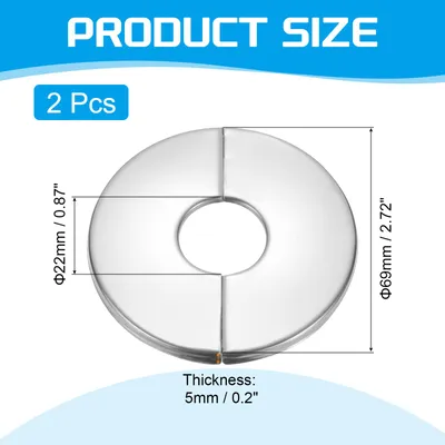 Produktbild von Rohrabdeckung Wand Split Flansch 25mm, 2 Stš¹ck Rohrmanschette Abdeckrosette Edelstahl Runde Selbstklebende Wasserhahn fš¹r Wandabdeckung Kš¹chen Badezimmerarmaturen, Silber