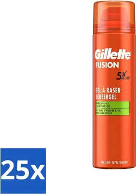 Produktbild von 25 x Rasiergel Fusion 5 Sensitive 200 ml - Gevoelige Haut - Mandelöl - Rasierer - Rasierpulver