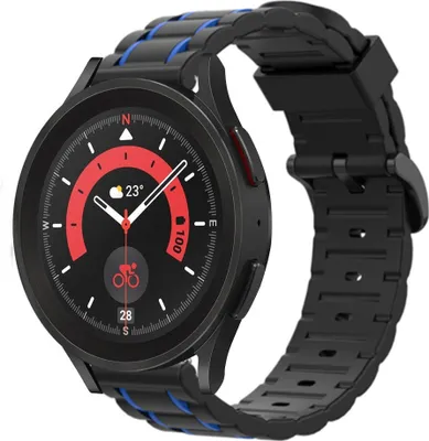 Produktbild von Strap-it Samsung Galaxy Watch 5 Pro Sportschnallenband (Schwarz/Blau)