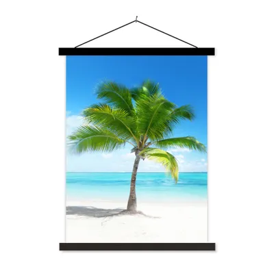Produktbild von MuchoWow® Textilposter Palme - Strand - Meer - Sommer 120x160 cm mit schwarzem Rahmen - Magnetischer