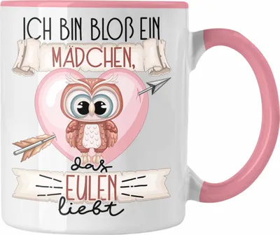 Produktbild von Trendation - Eulen Tasse Geschenk Frauen Ich Bin Bloß Ein Mädchen Das Eulen Liebt Eulen-Liebhaber Geschenk Spruch Geburtstag (Rosa)