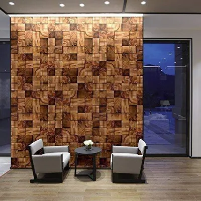 Productafbeelding van Walplus wandsticker, 360x180 cm, vierkant, houtmotief, afneembaar, zelfklevend