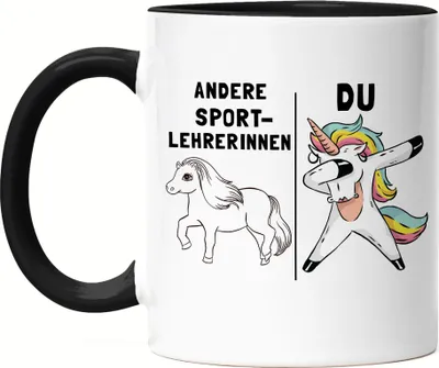 Produktbild von Andere Sportlehrerinnen Du Tasse Schwarz Pferd Einhorn Humor Lustig Unicorn Geschenk Apotheke