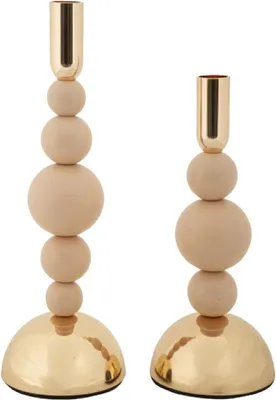 Image de Mauro Ferretti Bougeoir Bolly rose - Set de 2 pièces Ø 10x24 cm et Ø 10x29,5 cm