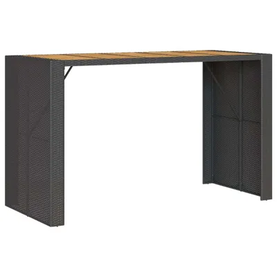 Produktbild von vidaXL Garten-Bartisch mit Holzplatte Schwarz 185x80x110 cm Polyrattan