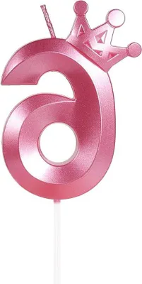 Immagine prodotto di Decorazione con candela rosa numero 6 con , 8 cm