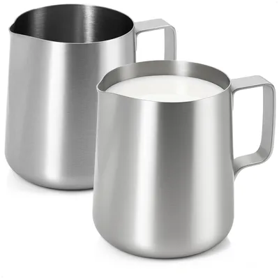 Produktbild von com-four® 2x Milchkännchen aus Edelstahl - stabile Milchkanne mit Griff