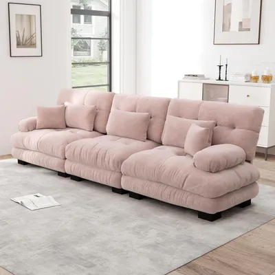 Produktbild von STILVORA 3-Sitzer Ecksofa mit Tiefensitz und komfortabler Polsterung, Schlafsofa für Wohnzimmer, Apartment, Studio und Büro, Modulares Sofa für flexiblen Einsatz, Chenille