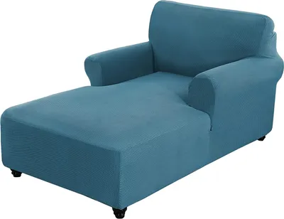 Obrázek produktu pro Chaise Longue Cover Stretch Chaise Longue Slipcover pro obývací pokoj Chaise Longue s dvojitým ramenem Chaise Longue Cover, Storm Blue