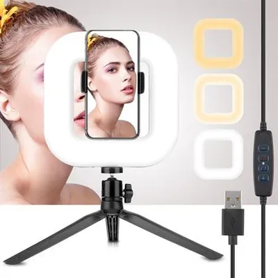 Image de UNIQ D21 Selfie Ring Light pour iPhone et Android - Anneau lumineux à LED avec trépied de table et connexion USB