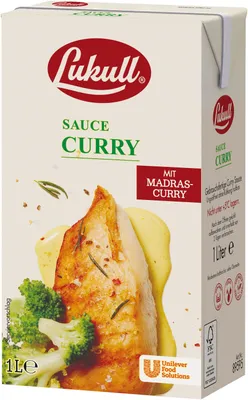 Verpackungsbild Lukull Curry Sauce mit feiner Wuerze ideal zu Reis und Fleisch 1000ml