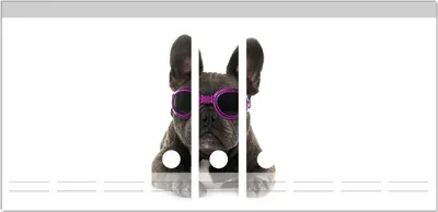 Produktbild von Wallario Ordnerrücken Sticker, selbstklebend für breite Ordner, 9 Stück, Motiv Cooler Hund mit Sonnenbrille in pink - Französische Bulldogge