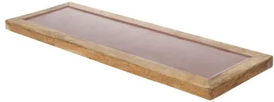 Produktbild von Casa Padrino Luxus Holz Keramik Deko Tablett Naturfaben / Rosa 17 x 6 x H. 2 cm - Deko Accessoires