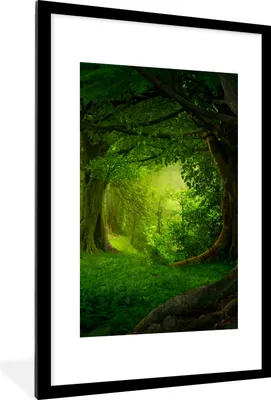 Produktbild von MuchoWow® Gerahmtes Poster Bäume - Wald - Grün - Landschaft - Natur 60x90 cm - Poster mit Schwarzem Bilderrahmen Wandposter Rahmen Foto Bilder - Dekoration - Wandposter Wohnzimmer - Hochwertig
