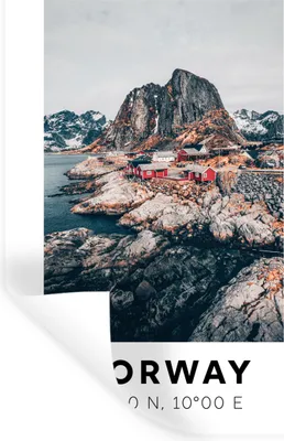 Produktbild von MuchoWow® Wandtattoo Wandsticker Wandaufkleber Norwegen - Bergen - Skandinavien 40x60 cm Selbstklebend und Repositionierbar - Wierderverwendbar - Selbstklebend