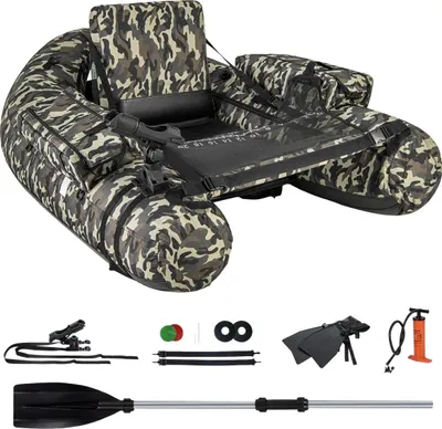 Produktbild von Aufblasbares Schlauchboot mit Fischlineal & Rutenhalter & Paddel Angelboot Camouflage