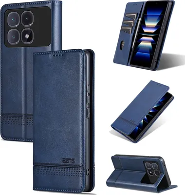 Produktbild von Leder Hülle für Xiaomi Redmi K70 Ultra, Klapphüllen Brieftasche Magnetverschluss Ständer Schutzhülle Blau