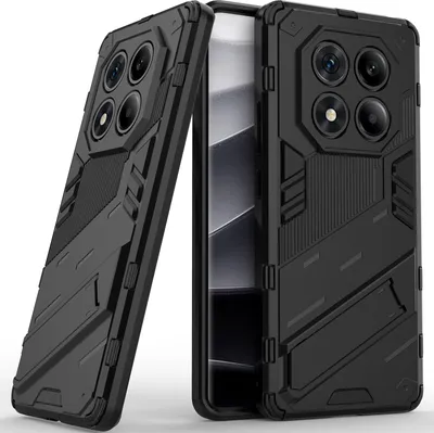 Immagine prodotto di Custodia per Xiaomi Redmi Note 14 Pro 4G Custodia protettiva ibrida in PC TPU antiurto con funzione stand Nero