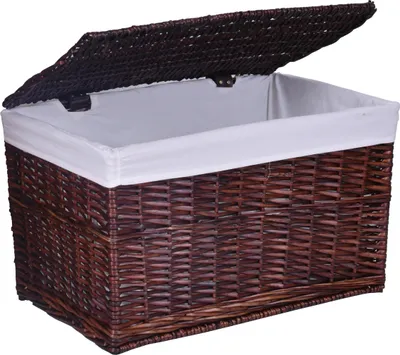 Zdjęcie produktu dla Kosz Wiklinowy Kufer Na Pranie Bieliznę Brązowy Skrzynia Pojemnik Xl 105L