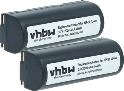 Produktbild von vhbw 2x Akku Ersatz für Leica NP-80 für Kamera (1200 mAh, 3,7 V, Li-Ion)