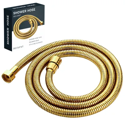 Produktbild von DELVANT Knickfreier Duschschlauch aus Stahl für Duschköpfe, goldfarben, 150 cm
