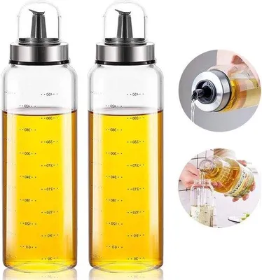 Produktbild von Olivenöl- und Essig-Abfüllset - 2 x 500 ml Flaschen für die Küche Grillen Pasta Barbecue - Leicht zu Füllen und Reinigen