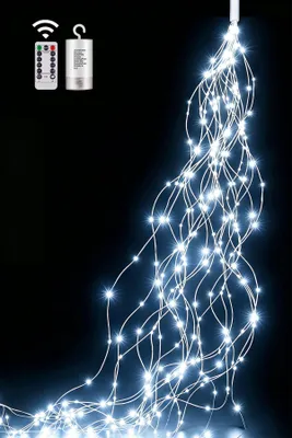 LED-Lichtkette 2 m, 200 kaltweiße LEDs, mit Fernbedienung