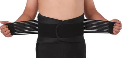 Produktbild von Bandscheiben-Gürtel Neopren Rückenstützgürtel Rückenbandage für Damen Herren Arbeit Sport Freizeit L = 85-100 cm Bauchumfang Blau/Schwarz