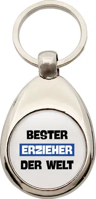 Produktbild von Huuraa Schlüsselanhänger Bester Erzieher der Welt Metall Schlüsselring Einkaufswagenchip Geschenkidee