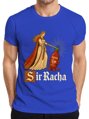 Zdjęcie produktu dla Sos Sir Racha Scharfe Sauce Ritter, koszulka męska, średniowiecze, napis, sarkazm, kolor niebieski, rozmiar L