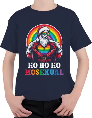 Produktbild von Ho Ho Ho Houal LGBTQ Santa - Weihnachten Weihnachtsgeschenk Christmas Uni Kinder T-Shirt, Navy, 128