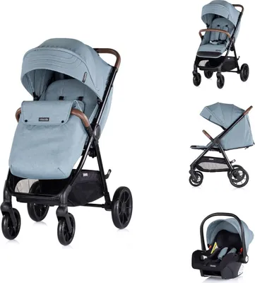 Produktbild von Chipolino Kombikinderwagen Ultera 2 in 1 Babyschale Fußabdeckung klappbar Korb hellblau