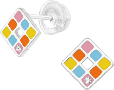 Produktbild von Ohrstecker 925 Sterling Silber Mosaik Quadrat